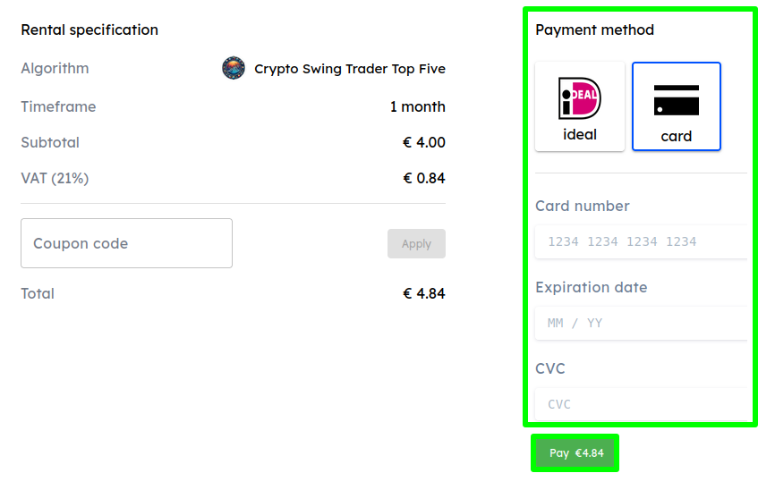 Payment Menu