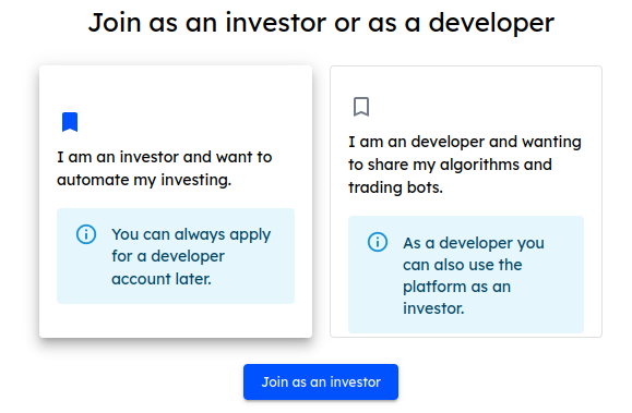 Select Type of Account